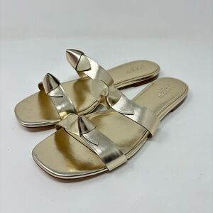 J. Crew Factory Metallic Gold Knot Sandals Slides Size 9